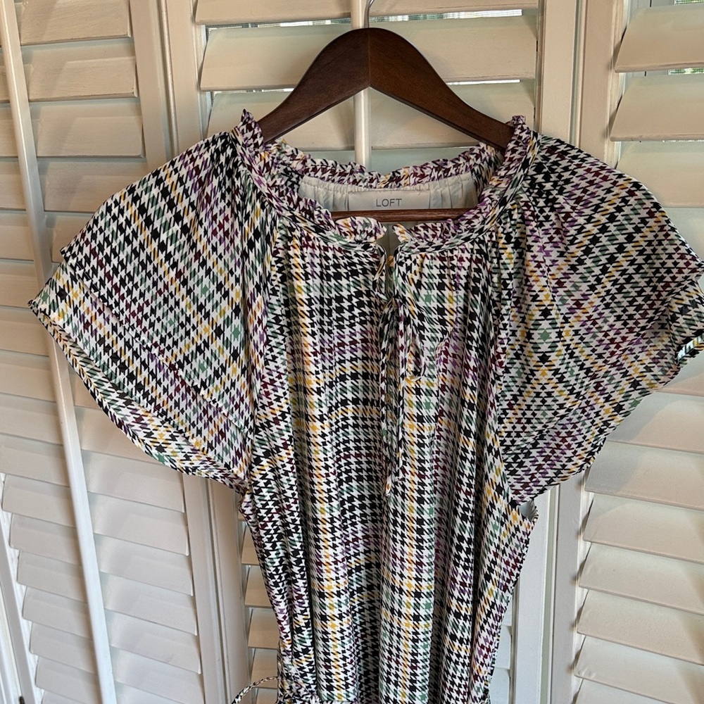 LOFT Multicolor Plaid Midi Dress - Picture 8 of 10